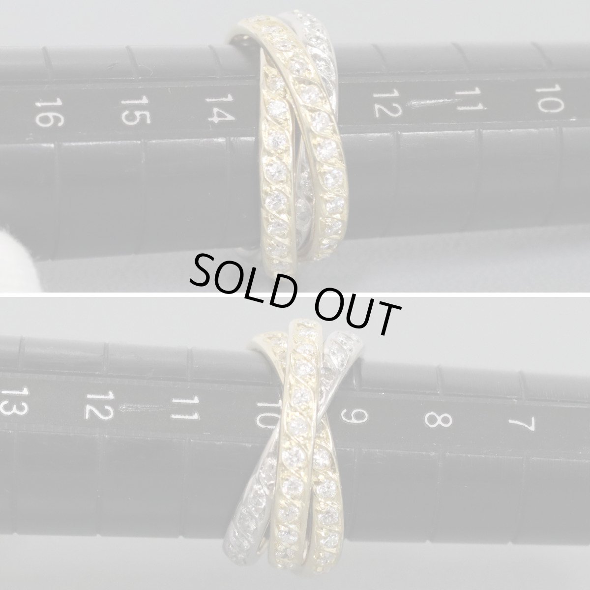 画像7: K18/Pt900ダイヤモンドリング 3連 D1.44 8.9g #9.5or#13 (7)