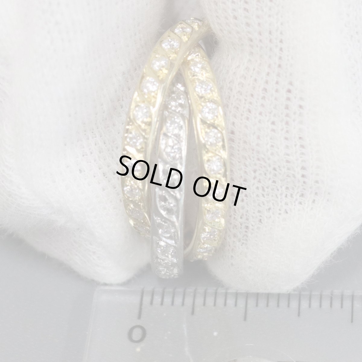 画像9: K18/Pt900ダイヤモンドリング 3連 D1.44 8.9g #9.5or#13 (9)