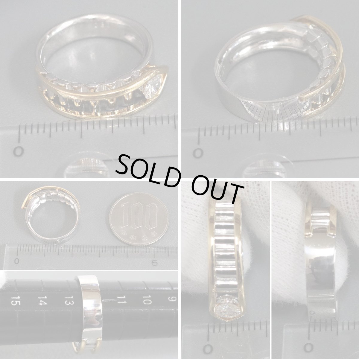 画像9: Pt900/K18ダイヤモンドリング D0.30 9.1g #12 プラチナ イエローゴールド コンビ (9)