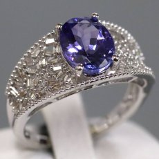 画像1: K18WGタンザナイトダイヤモンドリング TZ2.00 D0.20 4.6g #14 (1)