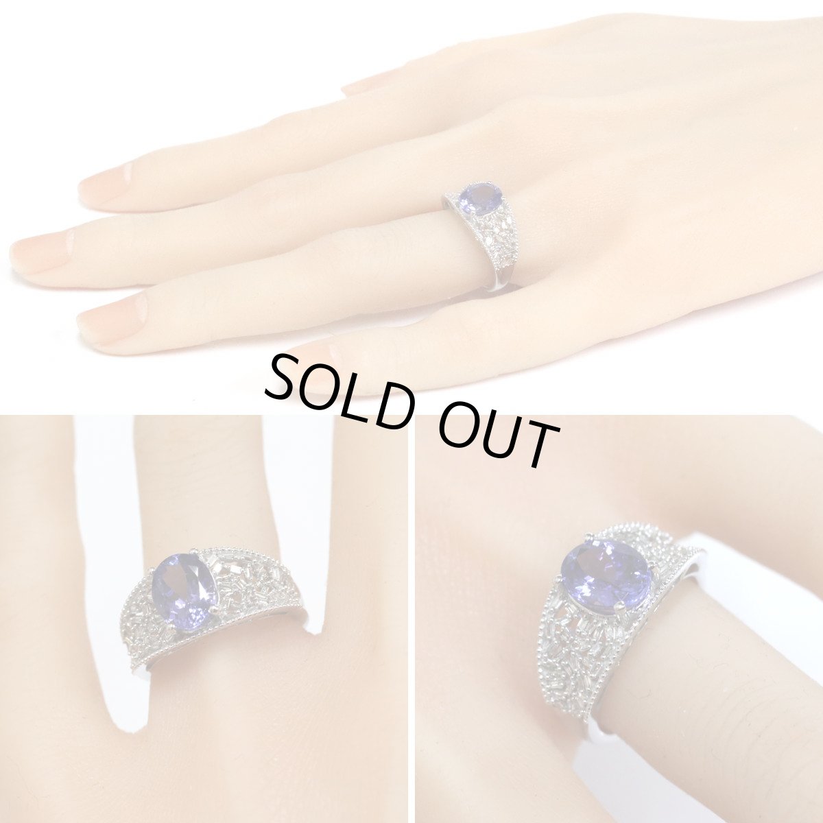 画像10: K18WGタンザナイトダイヤモンドリング TZ2.00 D0.20 4.6g #14 (10)