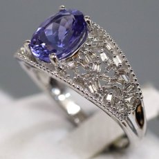 画像2: K18WGタンザナイトダイヤモンドリング TZ2.00 D0.20 4.6g #14 (2)