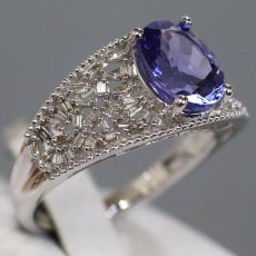 画像3: K18WGタンザナイトダイヤモンドリング TZ2.00 D0.20 4.6g #14 (3)