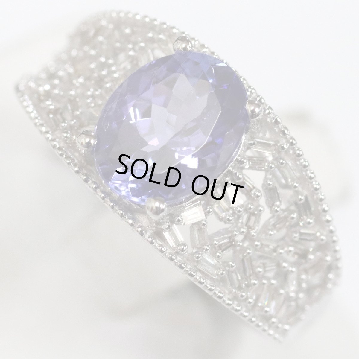 画像4: K18WGタンザナイトダイヤモンドリング TZ2.00 D0.20 4.6g #14 (4)