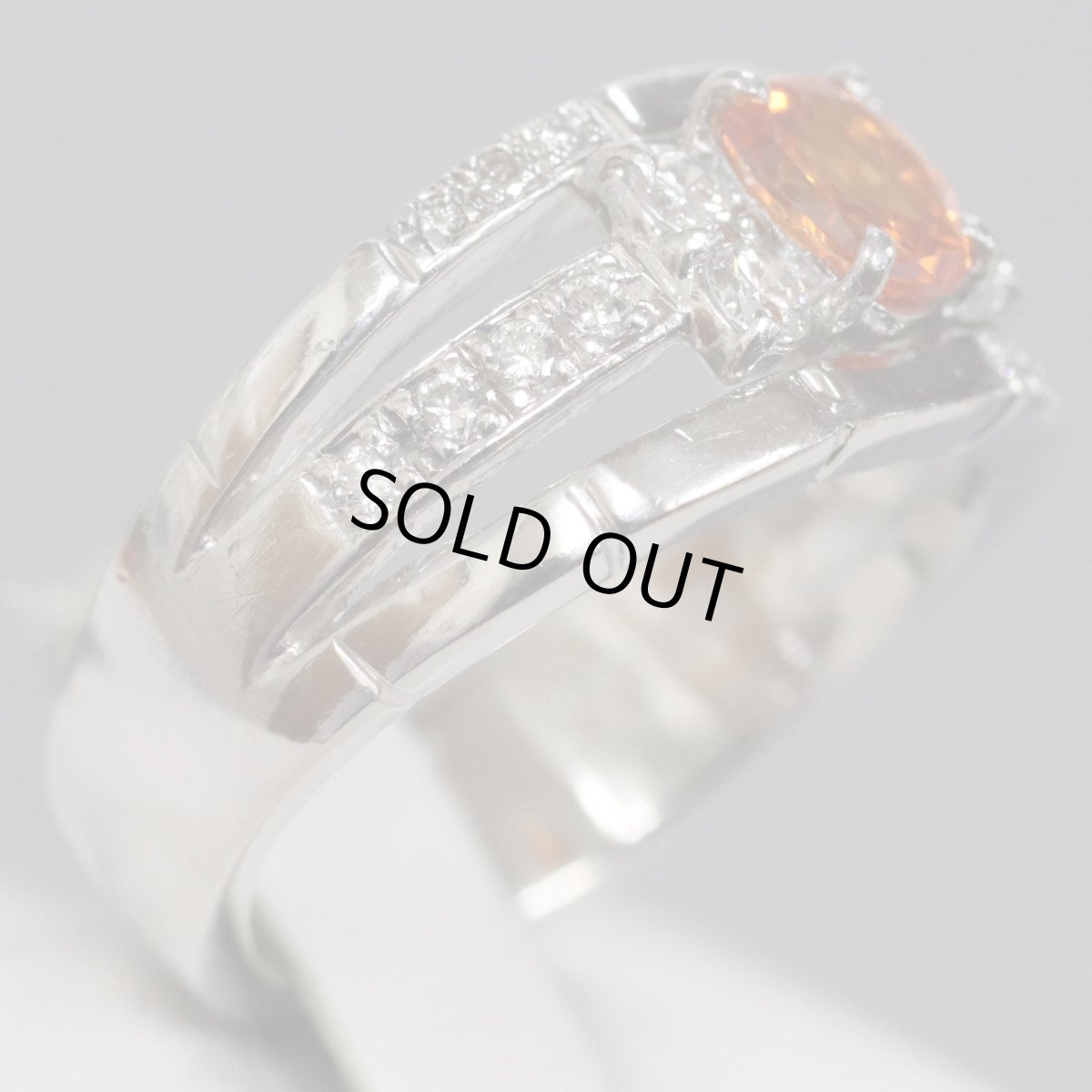 画像3: Pt900オレンジサファイアダイヤモンドリング S0.682 D0.31 9.2g #10.5 ソーティング (3)