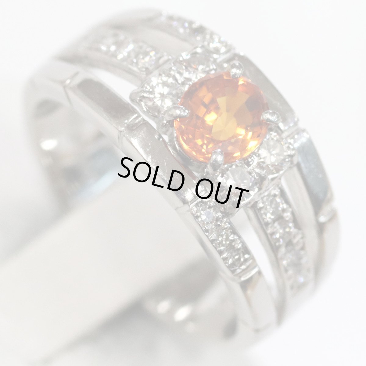 画像4: Pt900オレンジサファイアダイヤモンドリング S0.682 D0.31 9.2g #10.5 ソーティング (4)