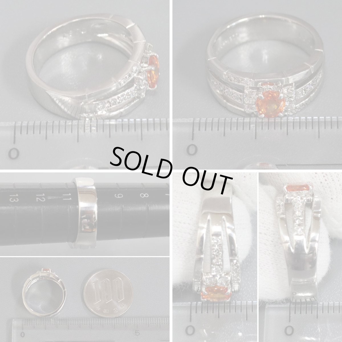 画像8: Pt900オレンジサファイアダイヤモンドリング S0.682 D0.31 9.2g #10.5 ソーティング (8)