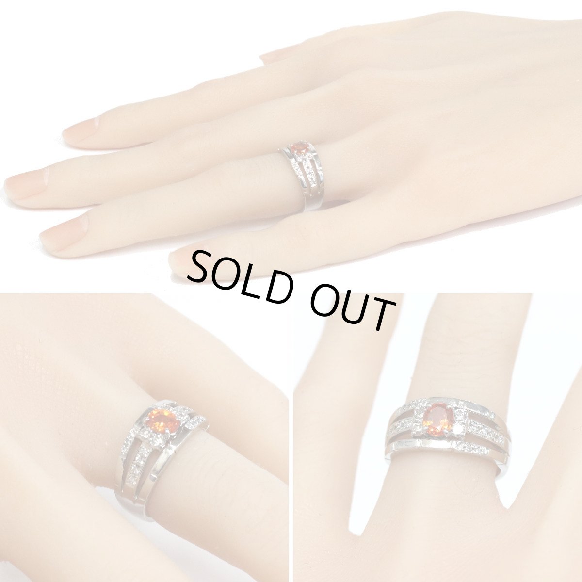 画像9: Pt900オレンジサファイアダイヤモンドリング S0.682 D0.31 9.2g #10.5 ソーティング (9)