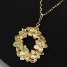 画像7: ミキモト K18YGダイヤモンドペンダント フラワーモチーフ D0.09 5.2g (7)