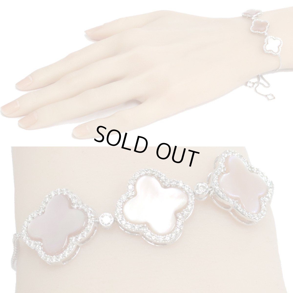 画像9: 18K/750ダイヤモンドシェルブレスレット フラワーモチーフ D0.87 9.8g (9)