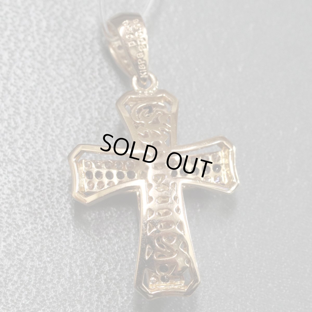 画像4: K18PGダイヤモンド/ブラックダイヤモンドペンダントトップ クロスモチーフ D0.20 D0.40 BkD0.18 3.9g (4)