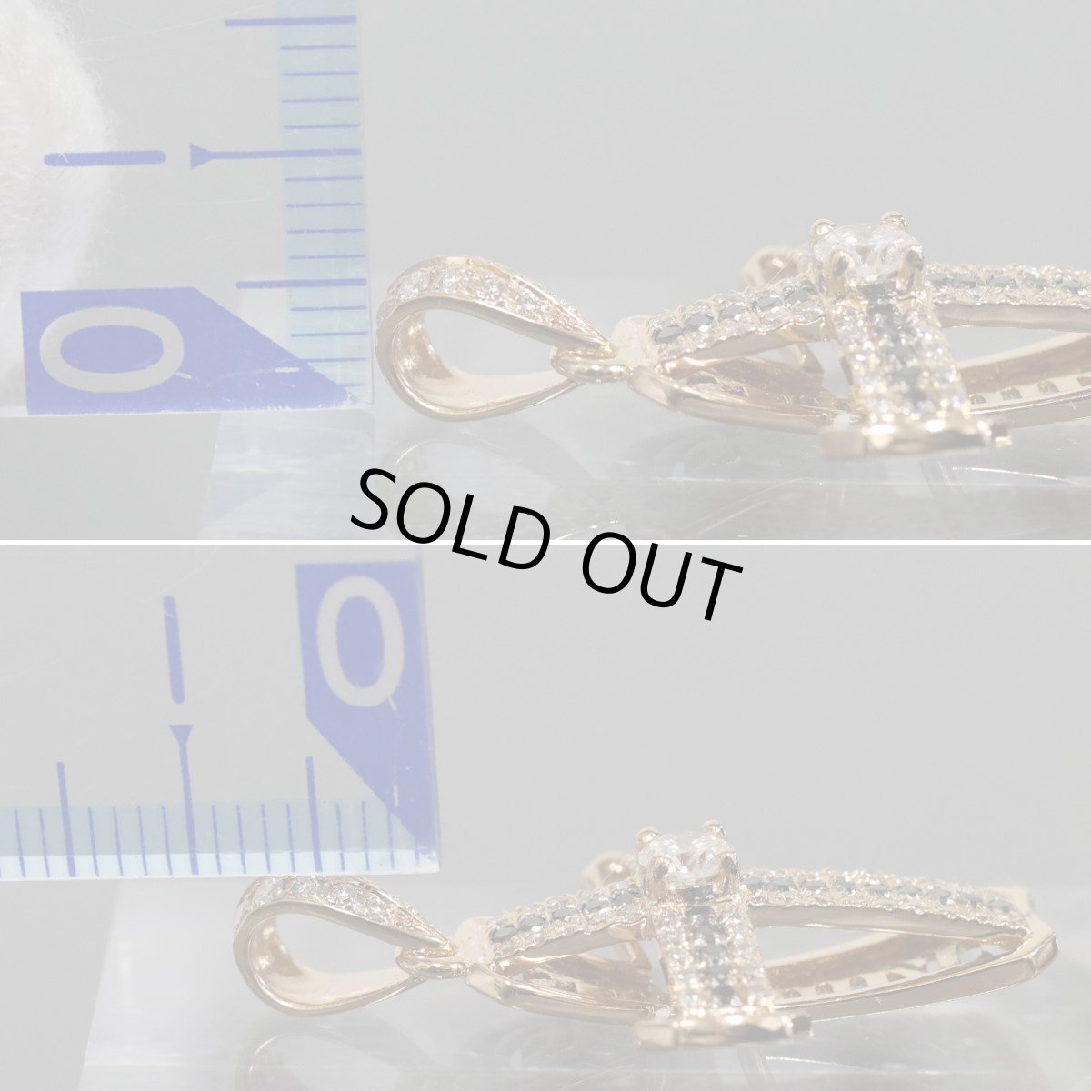 画像6: K18PGダイヤモンド/ブラックダイヤモンドペンダントトップ クロスモチーフ D0.20 D0.40 BkD0.18 3.9g (6)