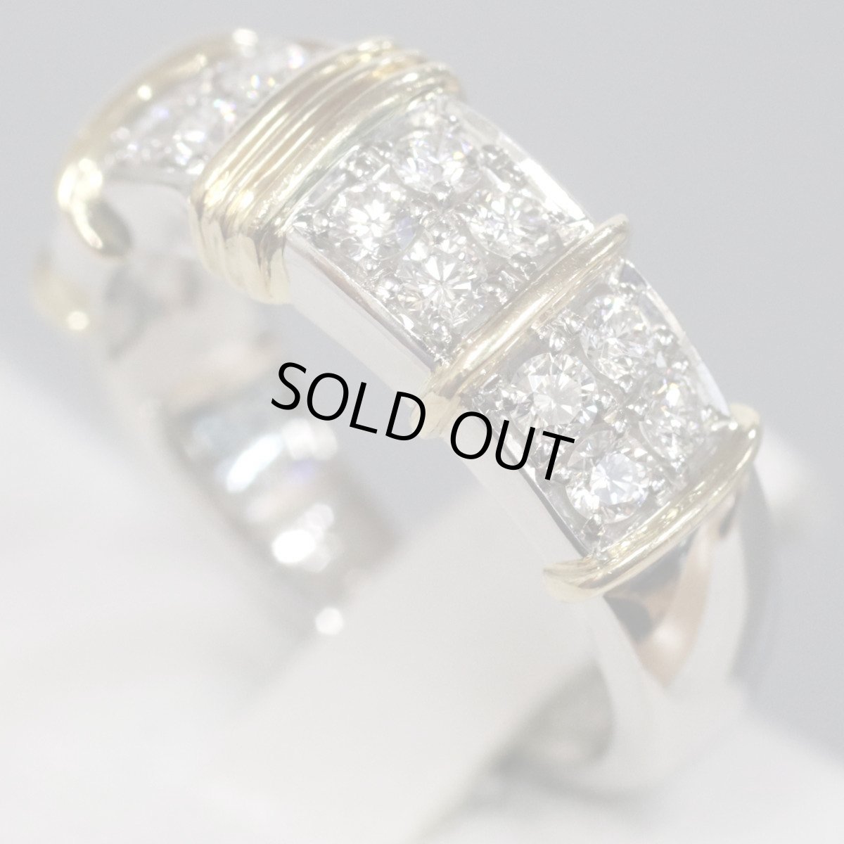 画像2: Pt950/K18ダイヤモンドリング D0.43 8.9ｇ #9.5 (2)