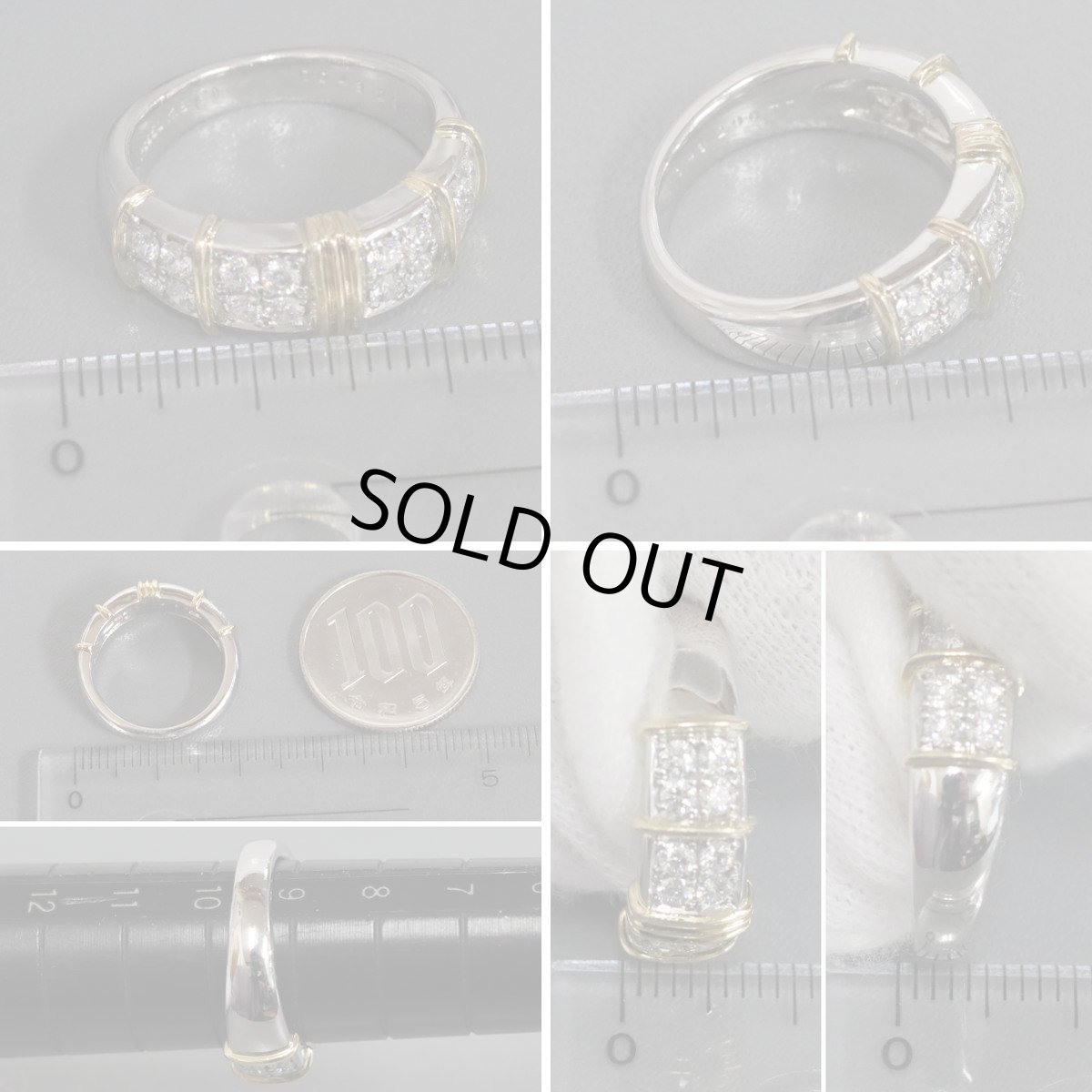 画像9: Pt950/K18ダイヤモンドリング D0.43 8.9ｇ #9.5 (9)