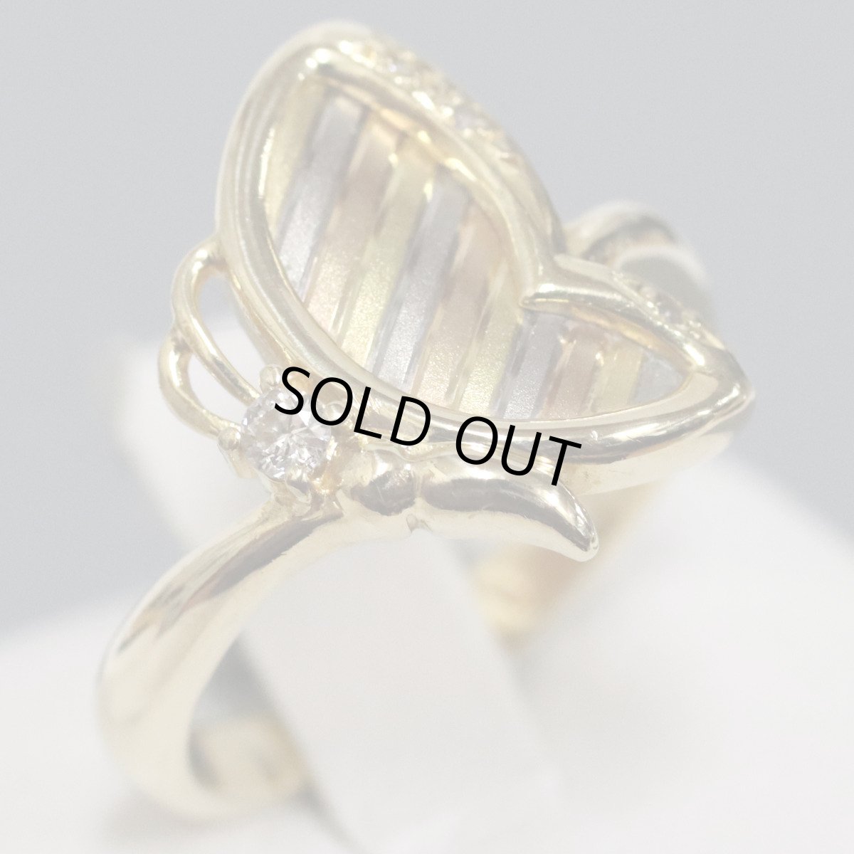 画像2: K18YG/WG/PGダイヤモンドリング 蝶々モチーフ D0.07 3.9g #10.5 (2)