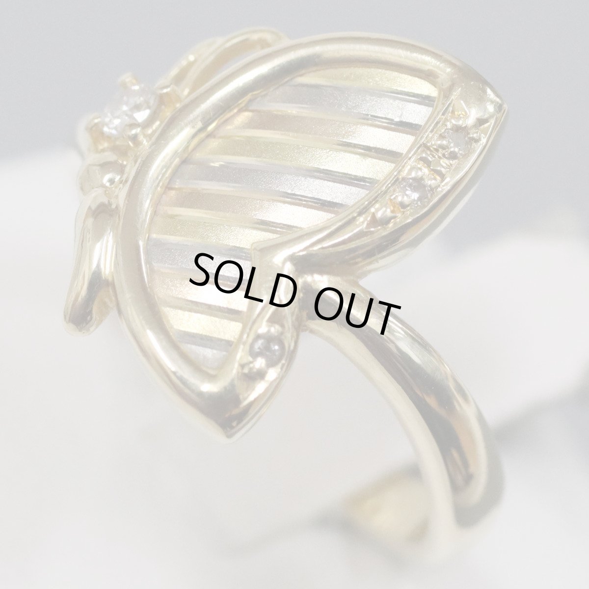 画像3: K18YG/WG/PGダイヤモンドリング 蝶々モチーフ D0.07 3.9g #10.5 (3)