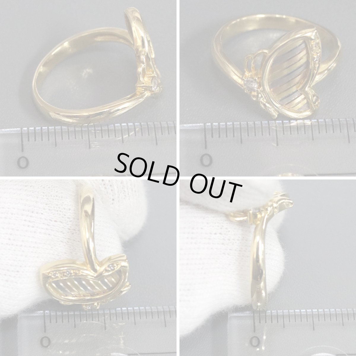 画像8: K18YG/WG/PGダイヤモンドリング 蝶々モチーフ D0.07 3.9g #10.5 (8)