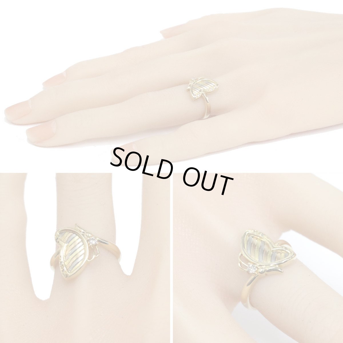 画像9: K18YG/WG/PGダイヤモンドリング 蝶々モチーフ D0.07 3.9g #10.5 (9)