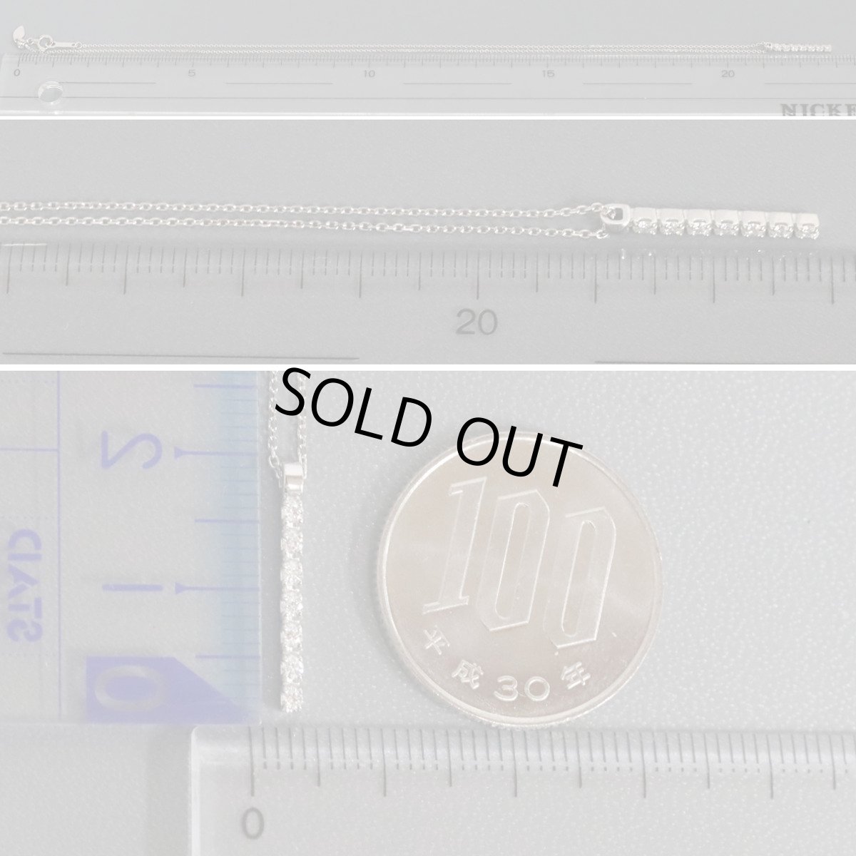 画像8: ヨンドシー Pt850ダイヤモンドネックレス 7PD 2.5g AJ付42cm 内外箱 (8)