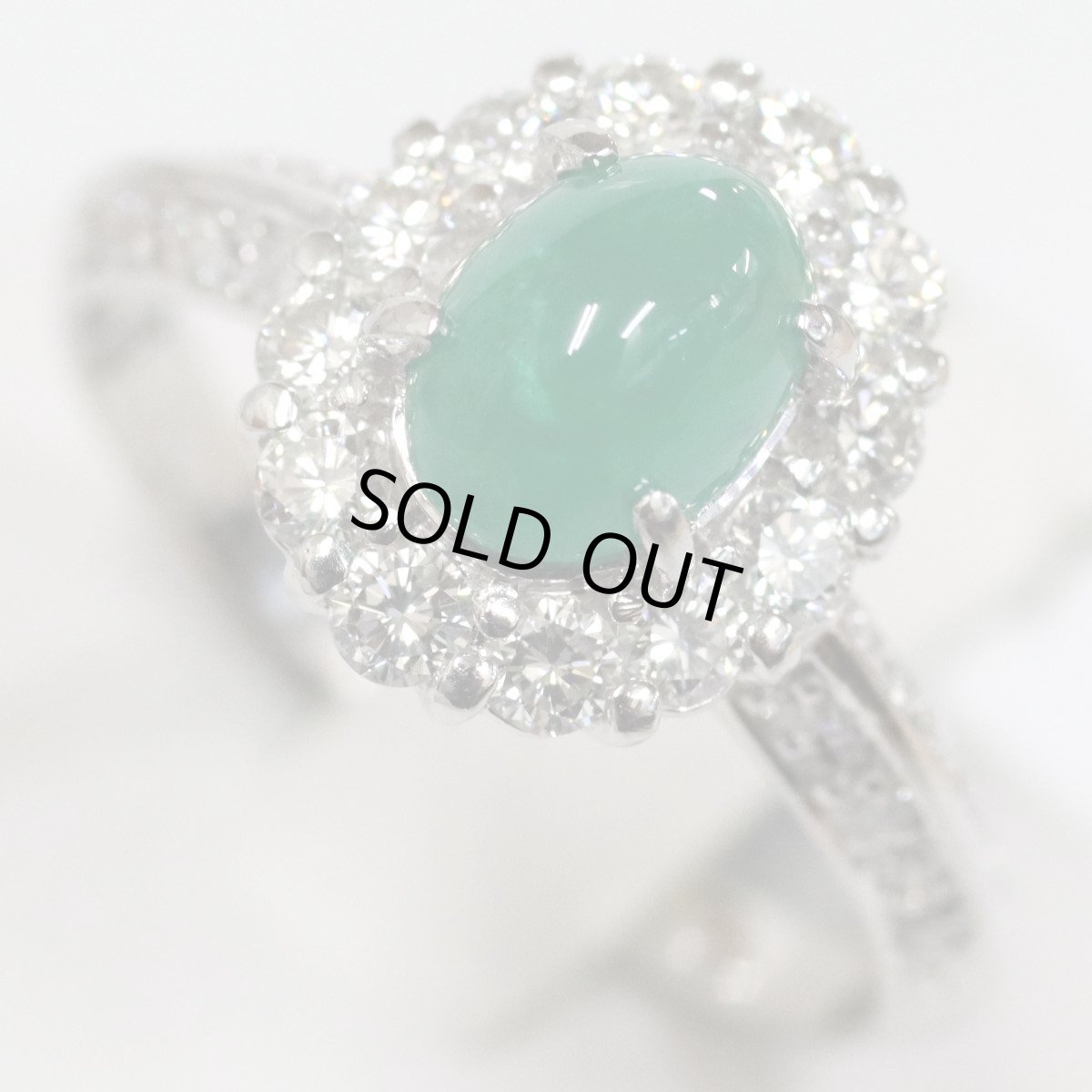 画像3: Pt900エメラルドダイヤモンドリング E0.87 D0.50 4.3g #10.5 (3)