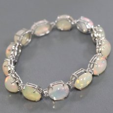 画像1: K18WGオパールダイヤモンドブレスレット O28.20 D0.45 17.4g 18cm (1)