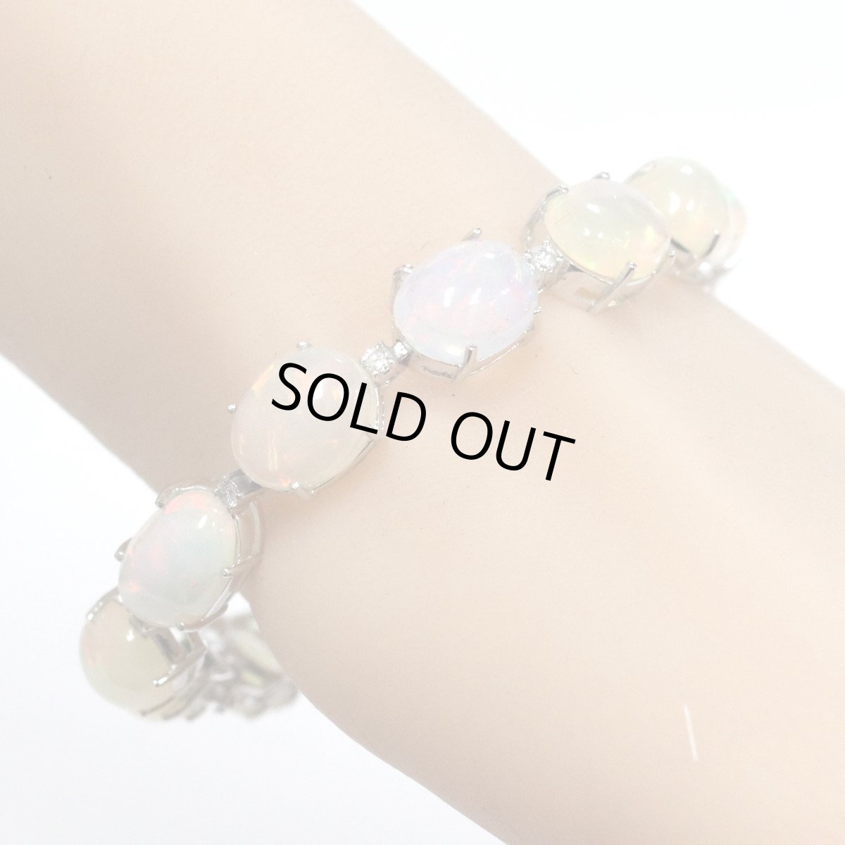 画像10: K18WGオパールダイヤモンドブレスレット O28.20 D0.45 17.4g 18cm (10)