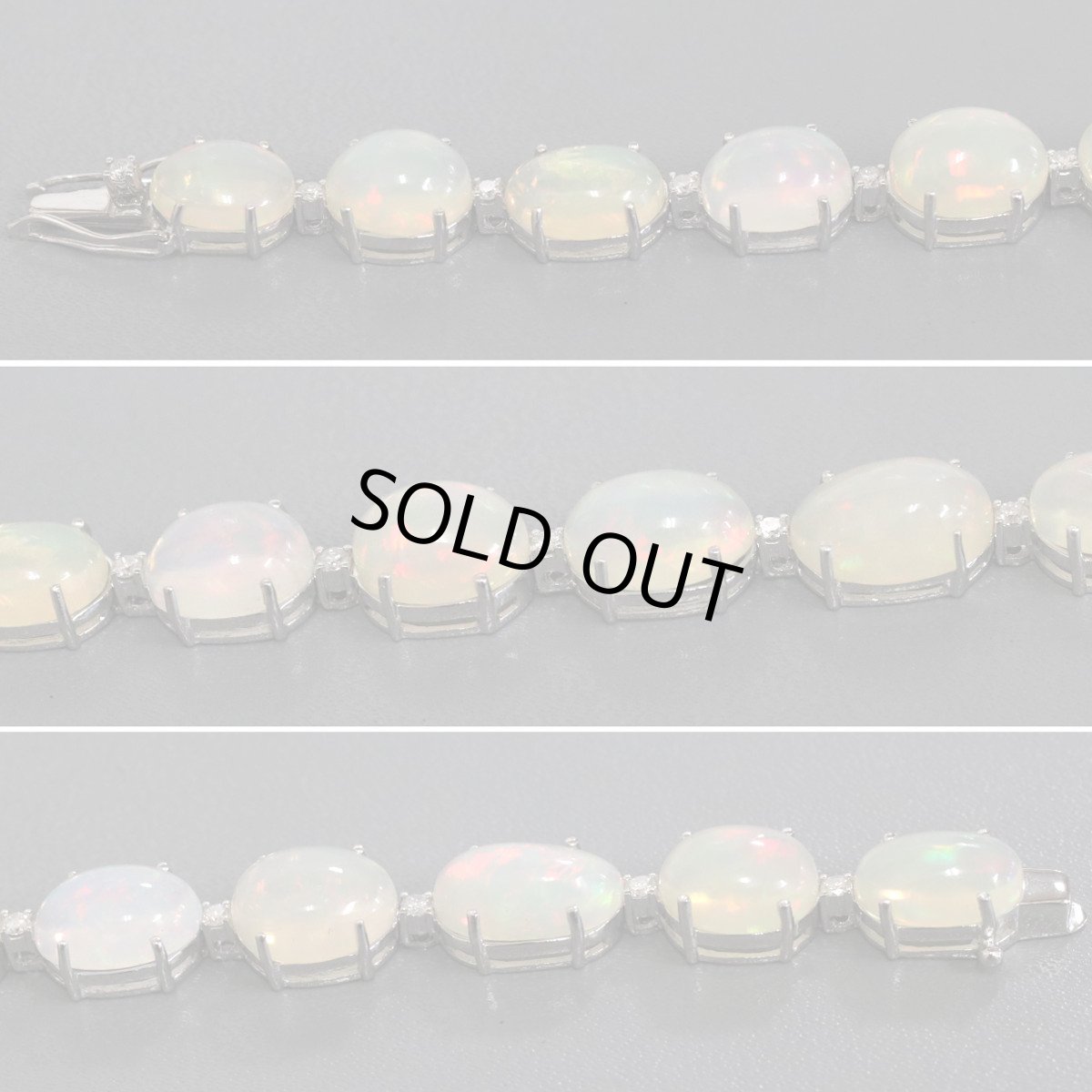 画像2: K18WGオパールダイヤモンドブレスレット O28.20 D0.45 17.4g 18cm (2)