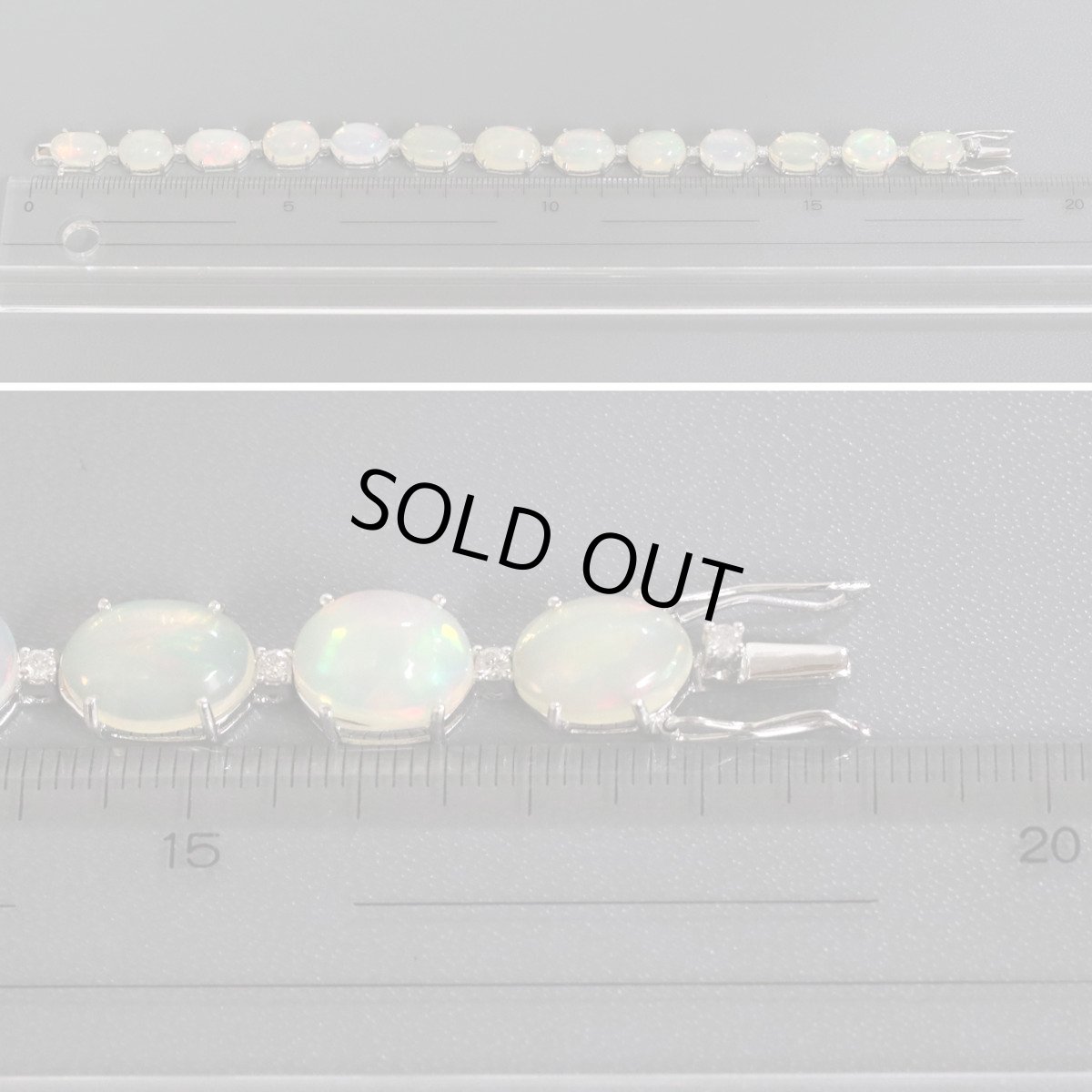 画像8: K18WGオパールダイヤモンドブレスレット O28.20 D0.45 17.4g 18cm (8)