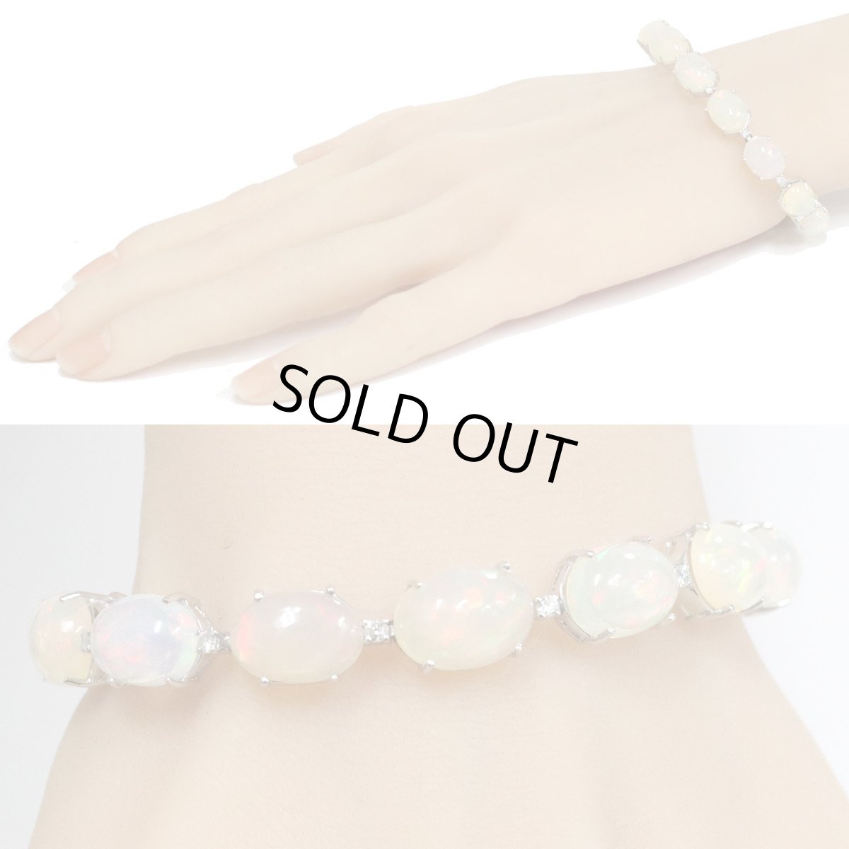 画像9: K18WGオパールダイヤモンドブレスレット O28.20 D0.45 17.4g 18cm (9)