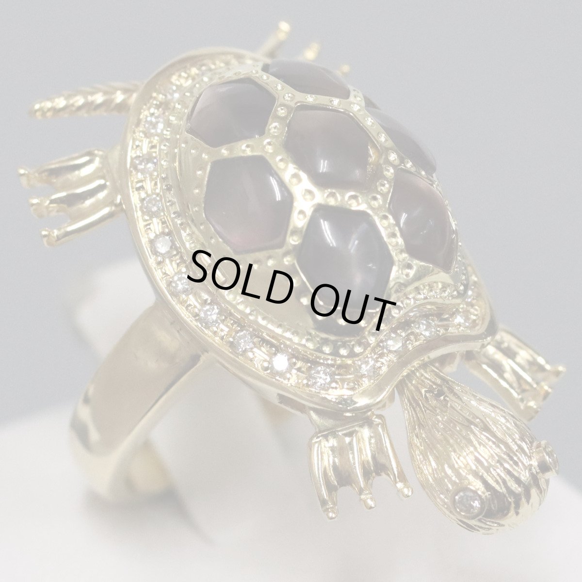 画像2: K18ダイヤモンドシェルリング 亀モチーフ D0.18 11.7g #11.5 (2)