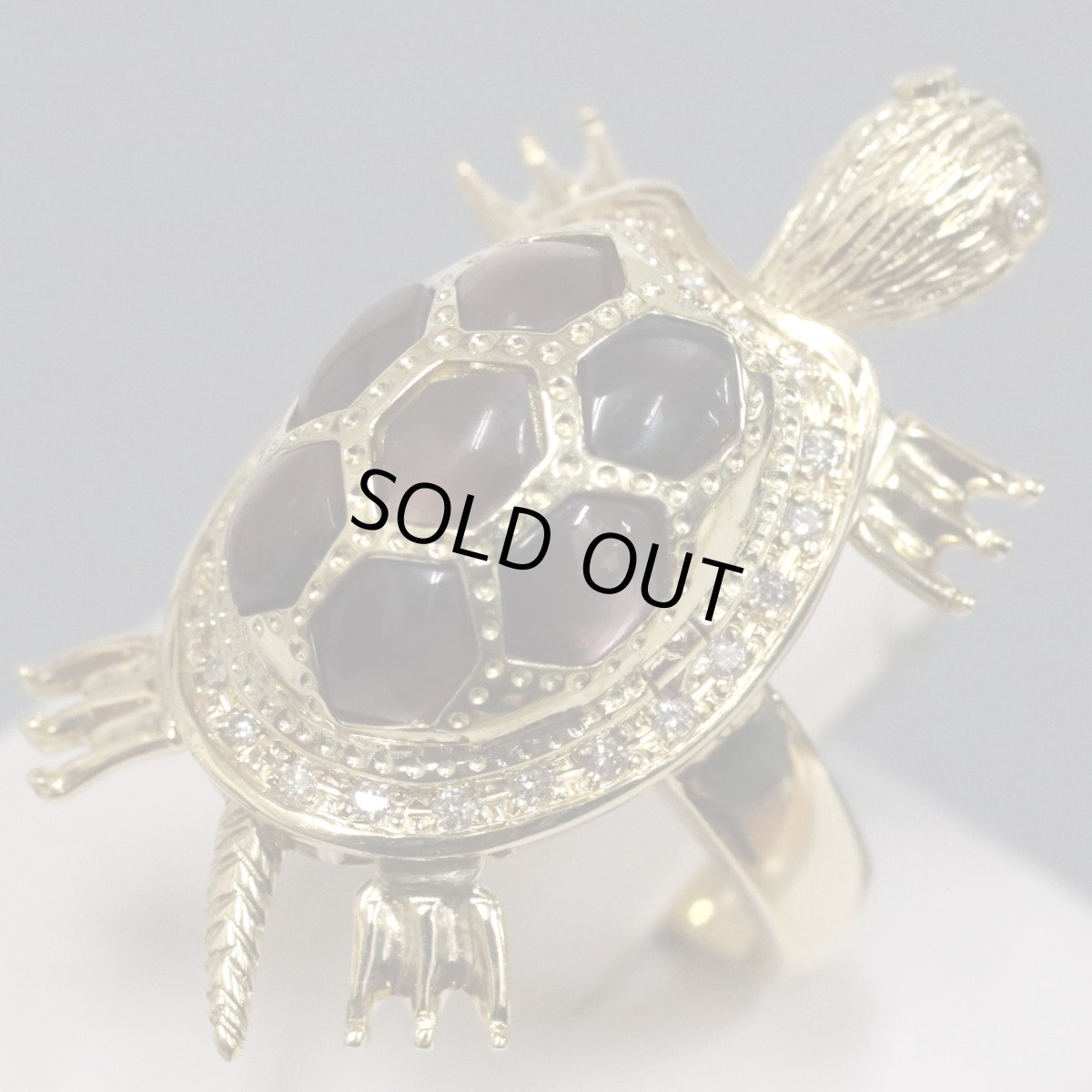画像3: K18ダイヤモンドシェルリング 亀モチーフ D0.18 11.7g #11.5 (3)