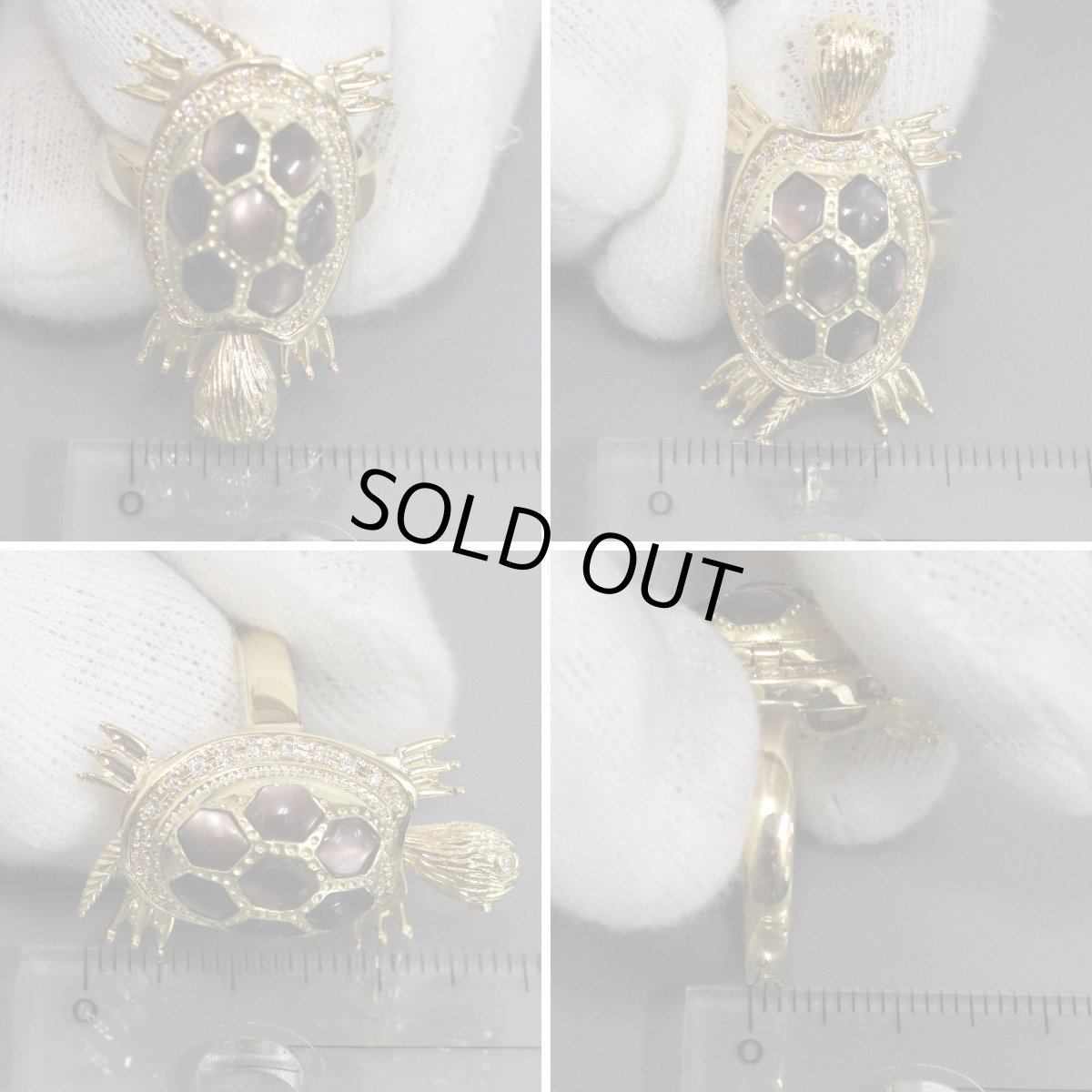 画像8: K18ダイヤモンドシェルリング 亀モチーフ D0.18 11.7g #11.5 (8)