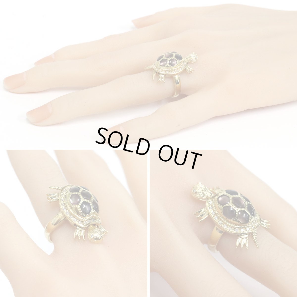 画像9: K18ダイヤモンドシェルリング 亀モチーフ D0.18 11.7g #11.5 (9)