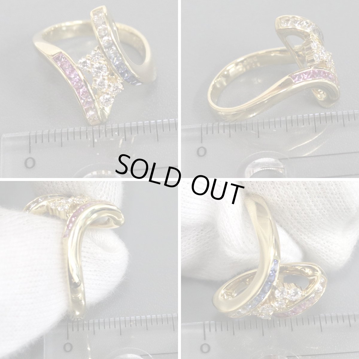 画像9: ジュネ 750サファイアダイヤモンドリング S0.88 D0.25 6.8g #11 (9)