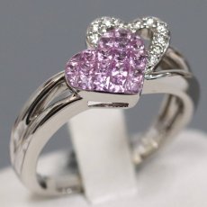 画像1: 笠原真寿美 K18WGサファイアダイヤモンドリング ハートモチーフ 5.5g #15 (1)