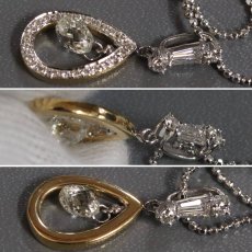 画像3: K18WG/750ダイヤモンドペンダント ブリオレットカットD0.567 D0.18 D0.14 鑑別書 (3)