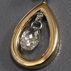 画像5: K18WG/750ダイヤモンドペンダント ブリオレットカットD0.567 D0.18 D0.14 鑑別書 (5)