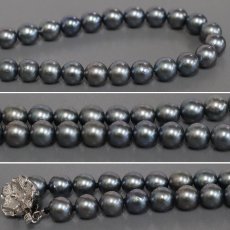 画像4: 染色パールネックレス/イヤリングセット シルバー金具 約7.5-7.7mm (4)