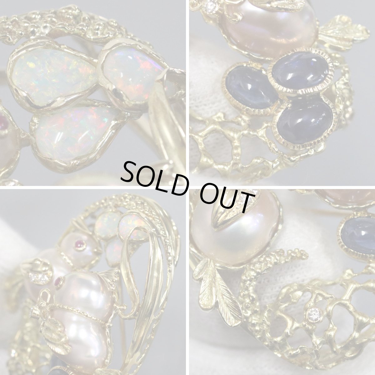 画像3: K18サファイアルビーダイヤモンドオパールペンダントトップ/ブローチ 鳥かごモチーフ S3.47 R0.06 D0.11 OP0.75 19.2g (3)