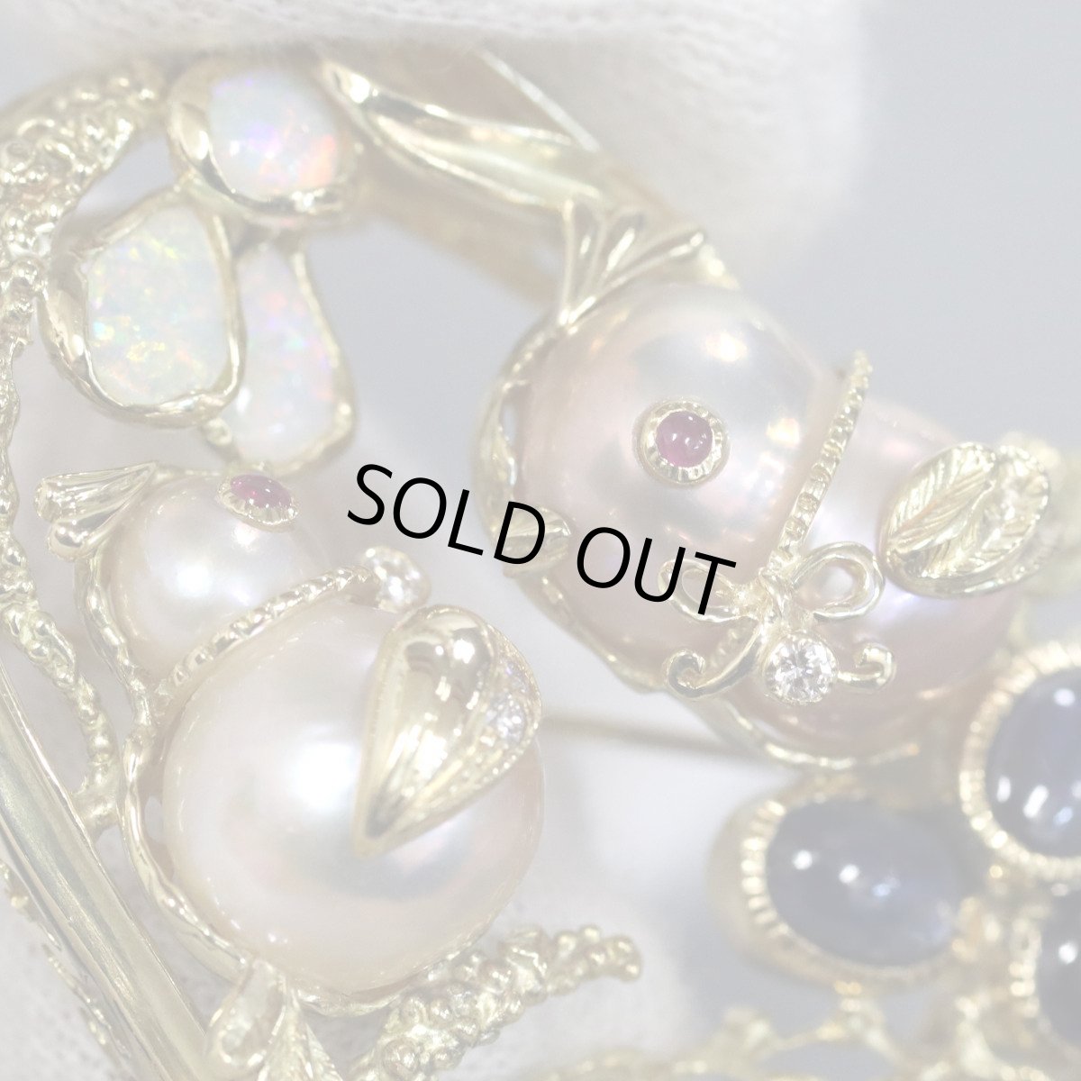 画像4: K18サファイアルビーダイヤモンドオパールペンダントトップ/ブローチ 鳥かごモチーフ S3.47 R0.06 D0.11 OP0.75 19.2g (4)