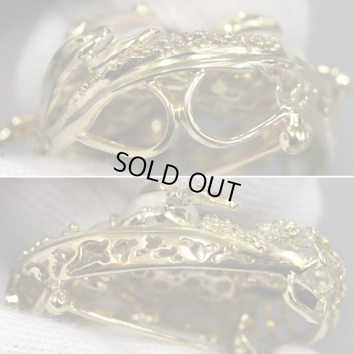 画像6: K18サファイアルビーダイヤモンドオパールペンダントトップ/ブローチ 鳥かごモチーフ S3.47 R0.06 D0.11 OP0.75 19.2g (6)