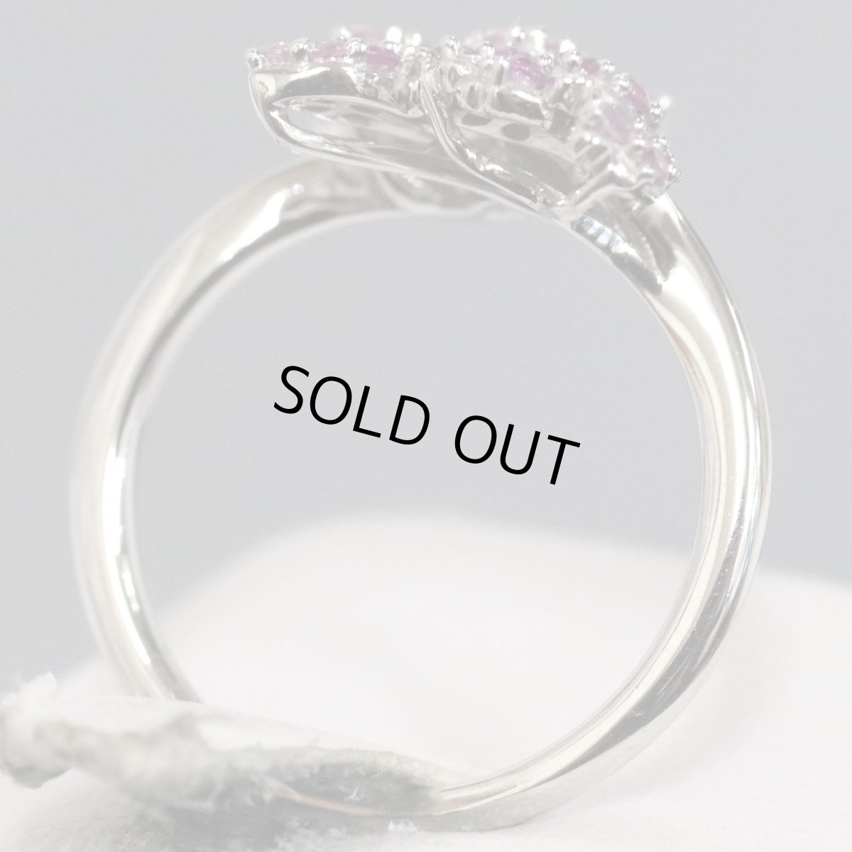 画像5: K18WGサファイアデマントイドガーネットリング フラワーモチーフ S0.53 DG0.02 4.5g #12 ホワイトゴールド (5)