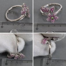 画像9: K18WGサファイアデマントイドガーネットリング フラワーモチーフ S0.53 DG0.02 4.5g #12 (9)