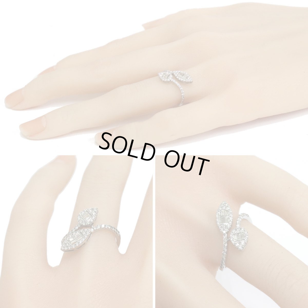 画像10: Pt950ダイヤモンドリング リーフモチーフ D0.47 3.6g #12 (10)