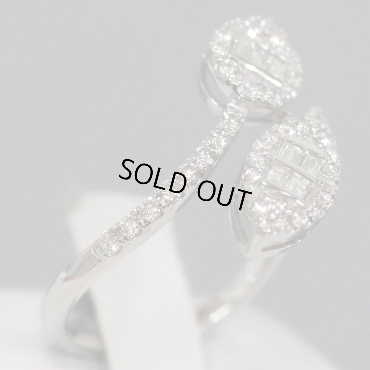 画像2: Pt950ダイヤモンドリング リーフモチーフ D0.47 3.6g #12 (2)