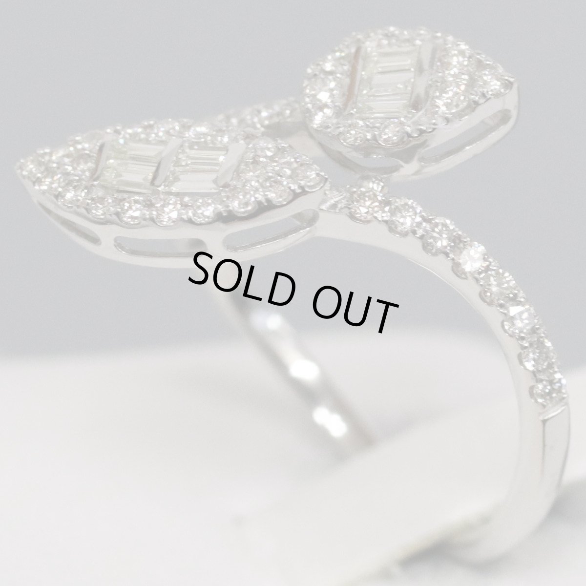 画像3: Pt950ダイヤモンドリング リーフモチーフ D0.47 3.6g #12 (3)