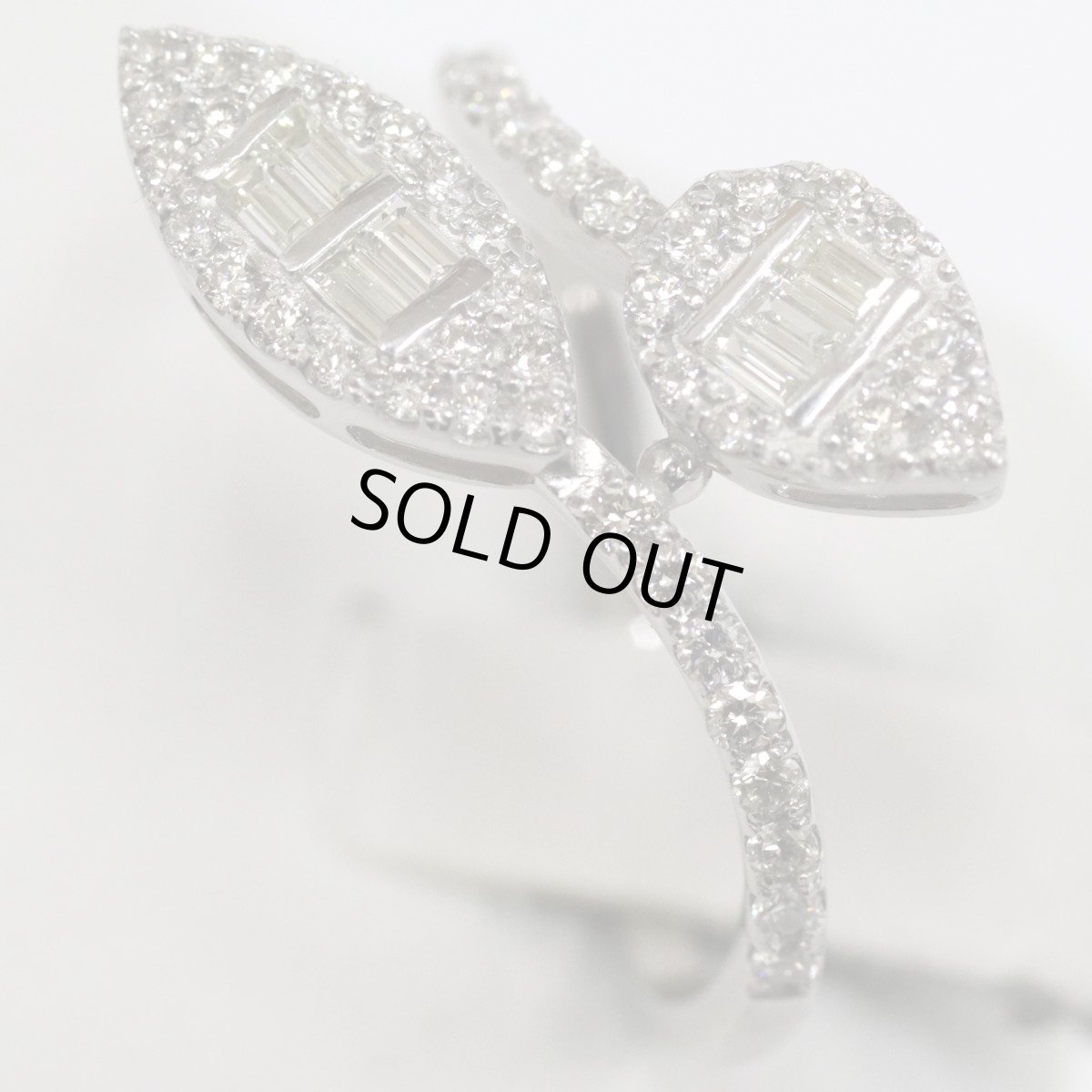 画像4: Pt950ダイヤモンドリング リーフモチーフ D0.47 3.6g #12 (4)