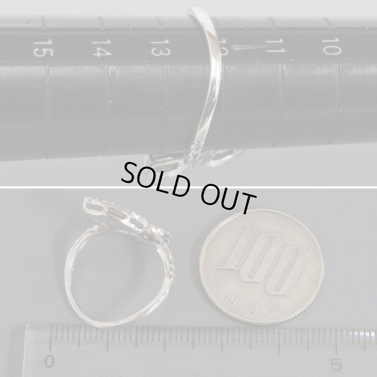 画像8: Pt950ダイヤモンドリング リーフモチーフ D0.47 3.6g #12 (8)