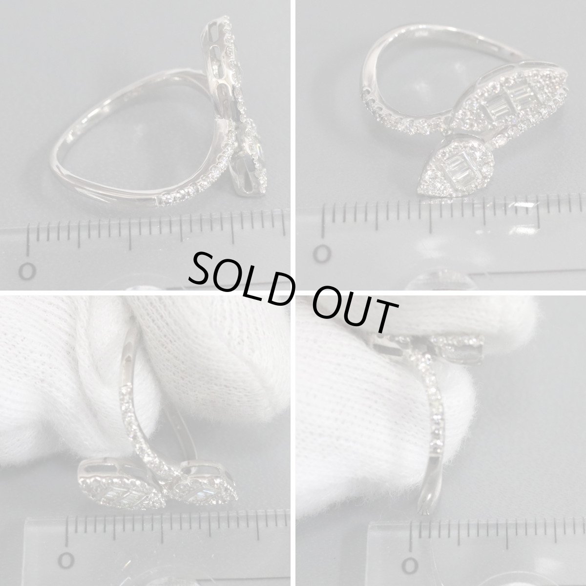 画像9: Pt950ダイヤモンドリング リーフモチーフ D0.47 3.6g #12 (9)