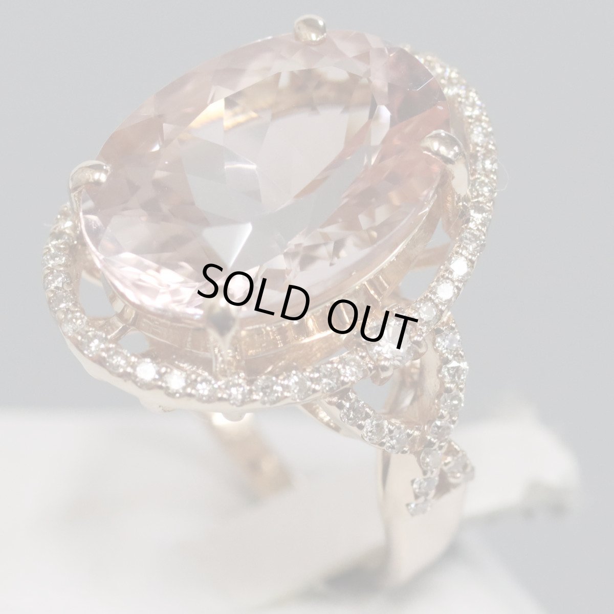 画像2: K18PGモルガナイトダイヤモンドリング M9.00 D0.47 #12 ソーティング (2)